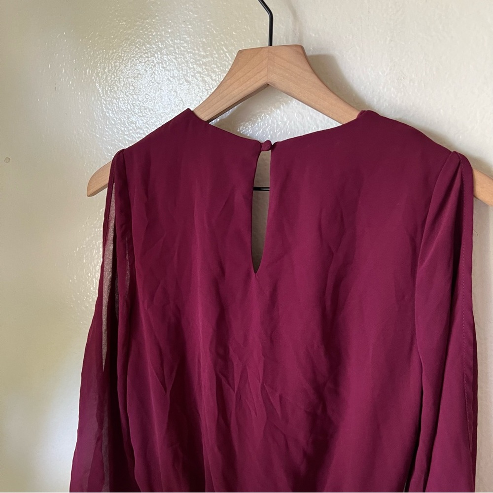 Lulus | Luck and Love Burgundy Three-Quarter Sleeve Romper - Picture 8 of 8